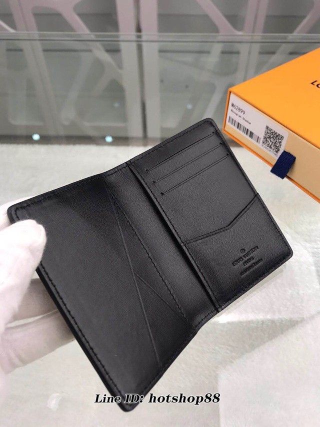 路易威登LV錢包 M62899 黑色小牛皮 路易威登男士口袋錢夾 LV經典壓紋口袋零錢包 xxlv1696